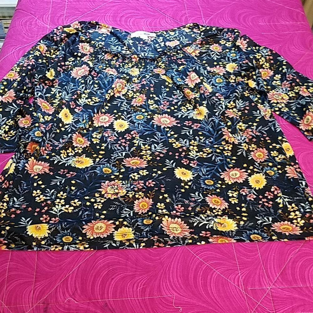 Indigoย Roseโfloralโblouseโsizeโxl